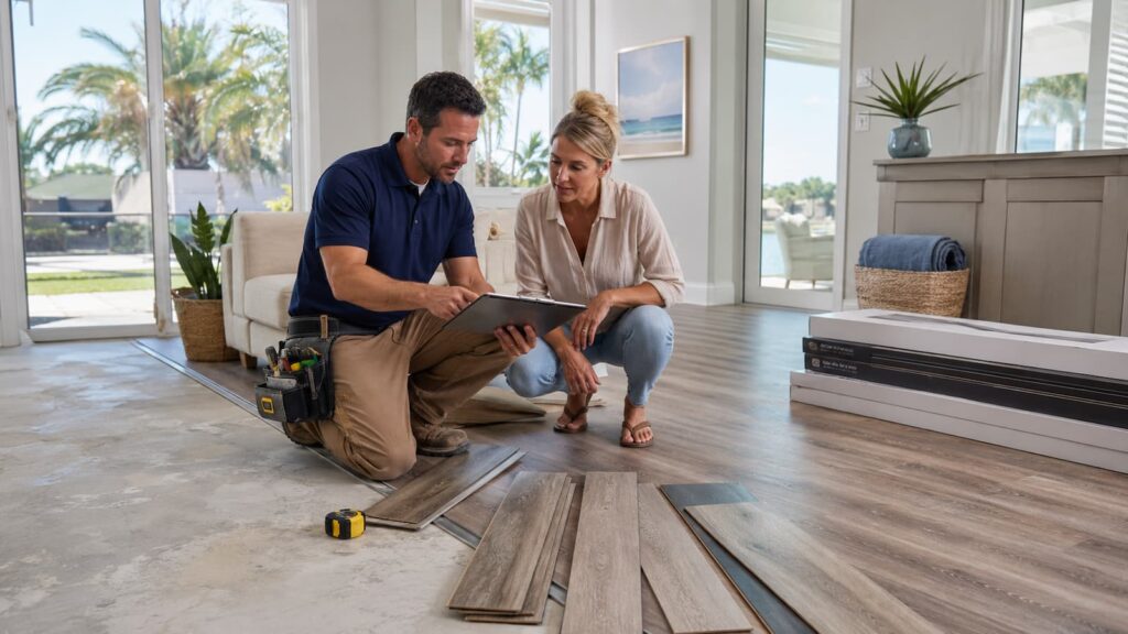 Vinyl plank flooring installation cost estimate in a Florida home