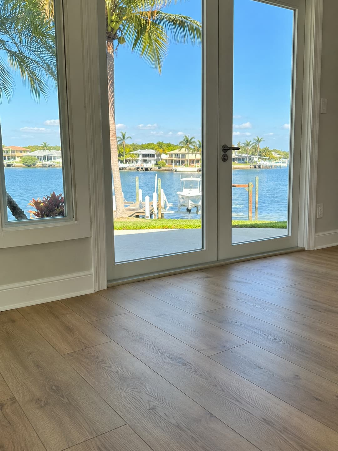 Finished waterfront flooring installation details in Dunedin Florida by SVR FLOORS